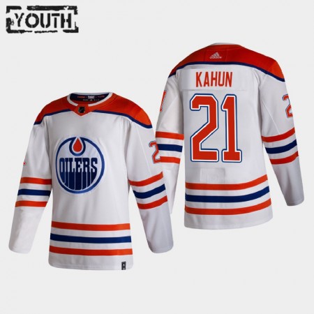 Edmonton Oilers Dominik Kahun 21 2020-21 Reverse Retro Authentic Shirt - Kinderen